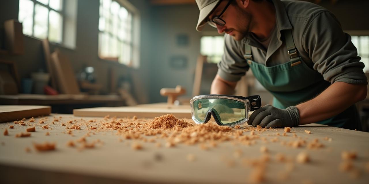 Inside a bustling woodworking shop with tools hanging on the wall